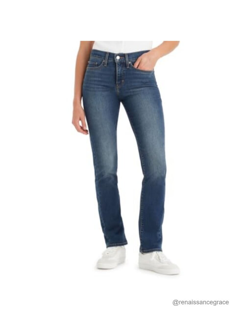 314 Shaping Straight Leg Mid Rise Jeans Cotton Blend Stretch Tummy Panel